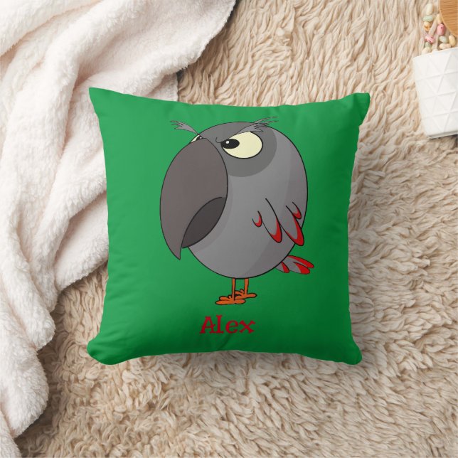 African Grey Parrot Throw Pillow (Blanket)