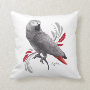 African Grey Parrot Throw Pillow