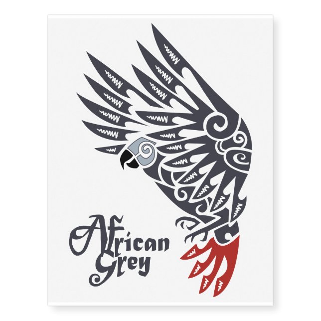 African grey parrot tribal tattoo (Front)