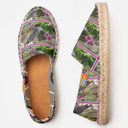 African Grey Parrot with Orchids Espadrilles