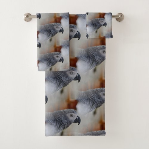 African Grey Pattern Bath Towel Set