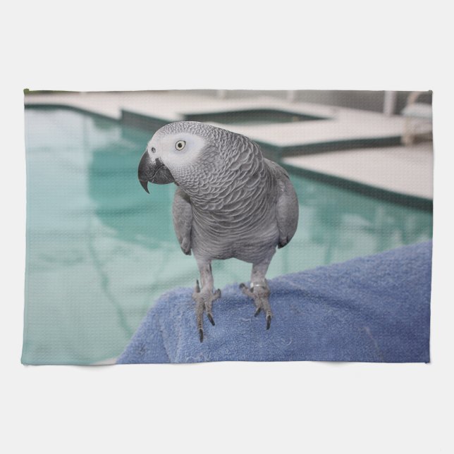 African Grey Pool Party Towel (Horizontal)
