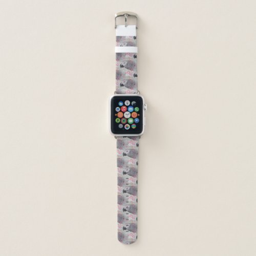 African Grey Puffy Hearts Apple Watch Band