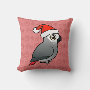 African Grey Santa Throw Pillow