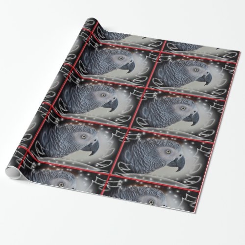 African Grey Snowy Christmas Wrapping Paper