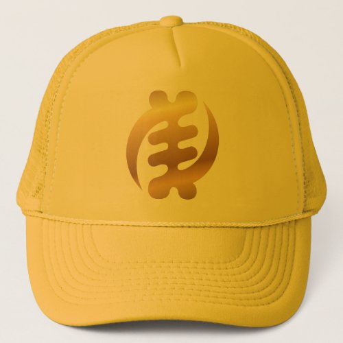African Gye Nyame Shiny Gold Adinkra Symbol Gold Trucker Hat