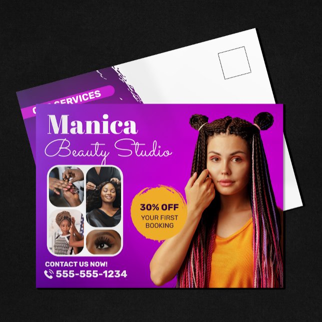 African Hair Braids Beauty Salon Nail Makeup Postcard (Creator Uploaded)