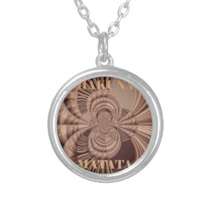 African Hakuna Matata Fractal Art Print/Graphic Silver Plated Necklace