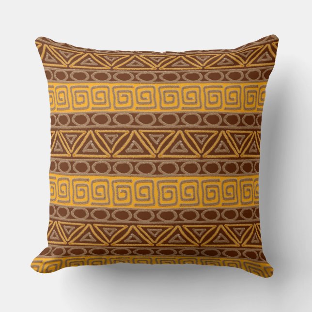african hand-drawn ethnic pattern throw pillow (Front)