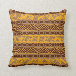 african hand-drawn ethnic tribal pattern throw pillow