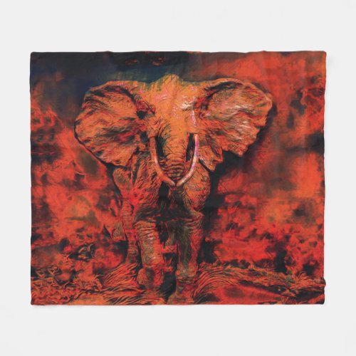 African Heat _ Wild Elephant Fleece Blanket