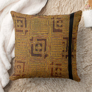 African Heritage • Beige & Brown Kuba Cloth Throw Pillow