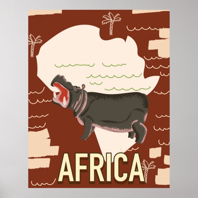 African hippo travel poster (Front)