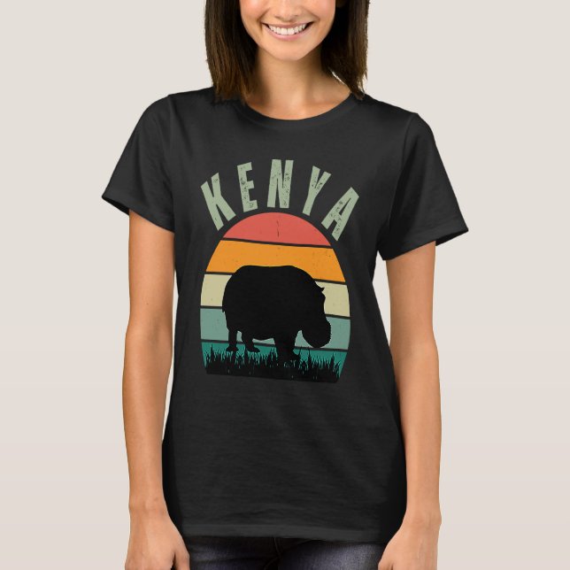African Hippos in Kenya, Hippopotamus Safari T-Shirt (Front)