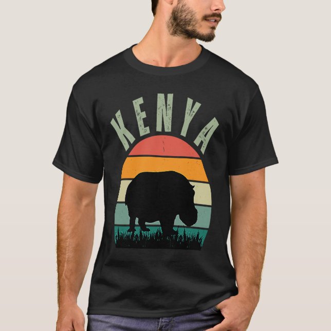 African Hippos in Kenya, Hippopotamus Safari T-Shirt (Front)