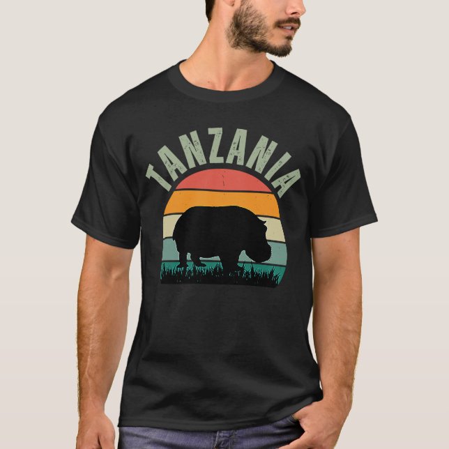 African Hippos in Tanzania, Hippopotamus Safari T-Shirt (Front)