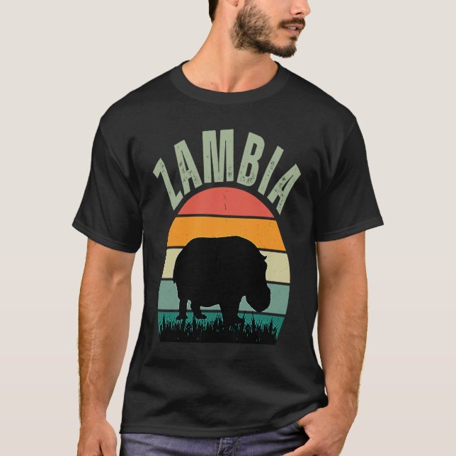 African Hippos in Zambia, Hippopotamus Safari T-Shirt (Front)