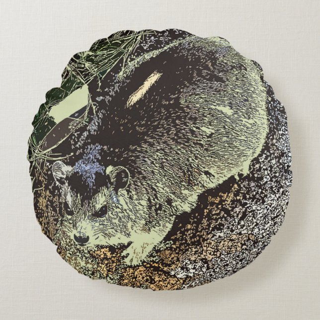 African Hyrax relaxing on rock Round Pillow (Front)