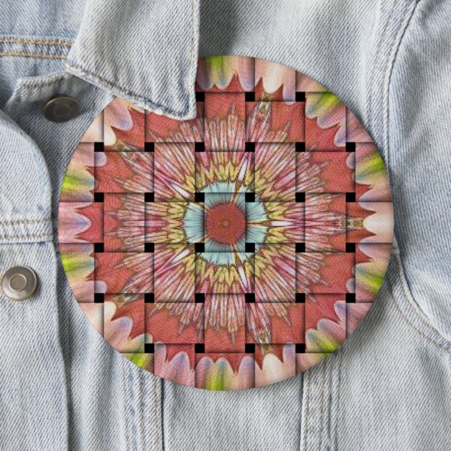 African-Inspired Art Print– Geometric Woven Design Button (In Situ)