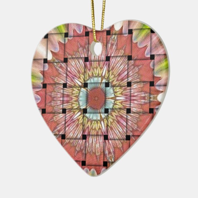 African-Inspired Art Print– Geometric Woven Design Ceramic Ornament (Left)