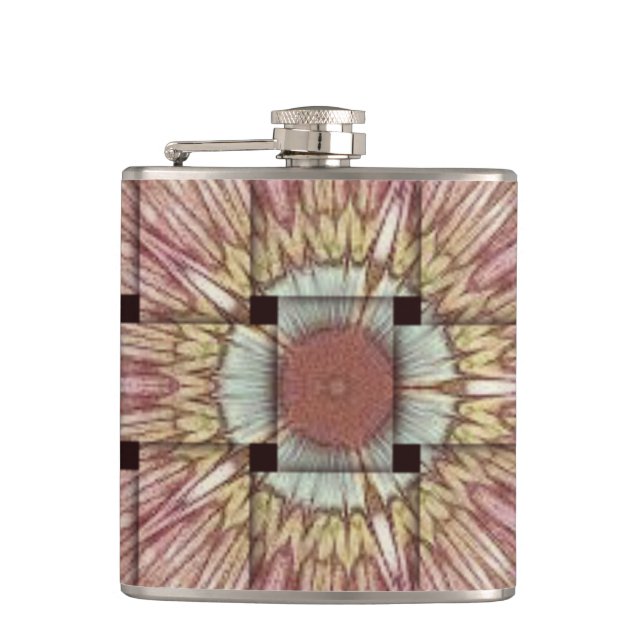 African-Inspired Art Print– Geometric Woven Design Hip Flask (Front)