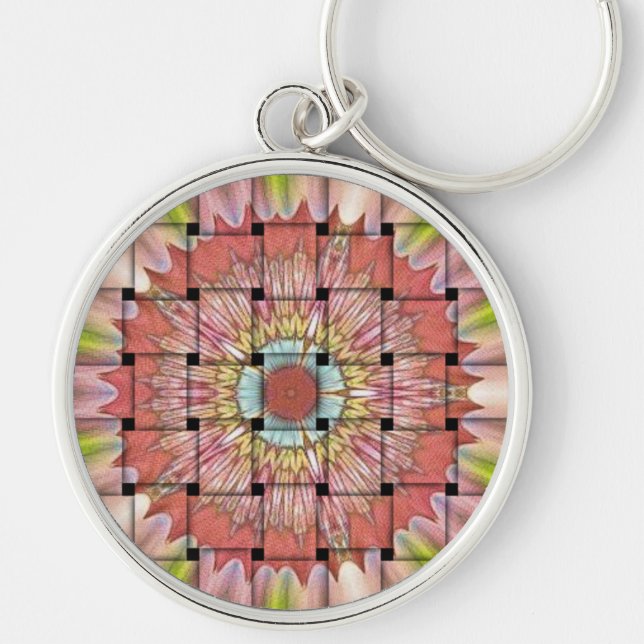 African-Inspired Art Print– Geometric Woven Design Keychain (Front)