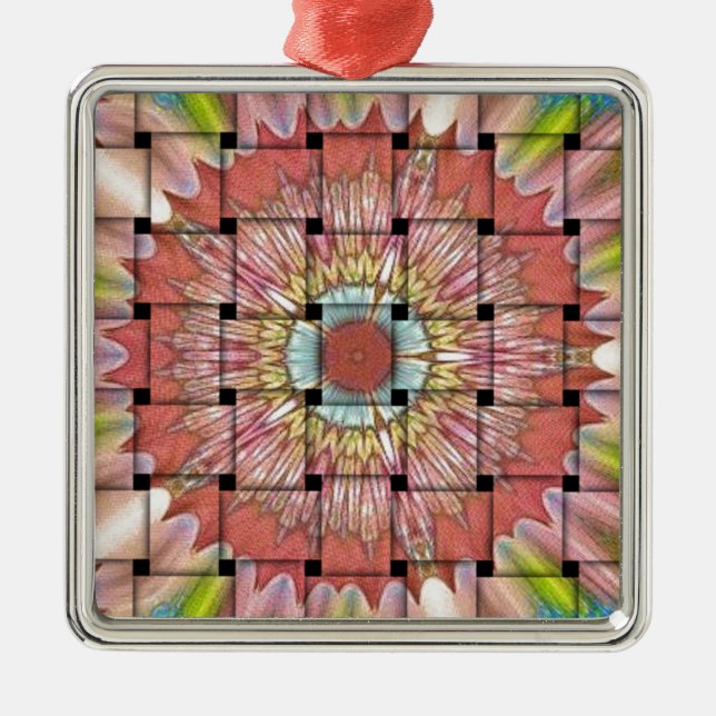 African-Inspired Art Print– Geometric Woven Design Metal Ornament (Front)