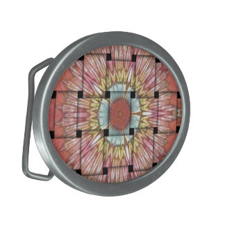 African-Inspired Art Print– Geometric Woven Design Oval Belt Buckle