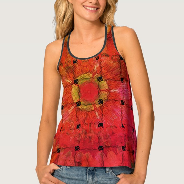 African-Inspired Art Print– Geometric Woven Design Tank Top (Front)