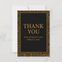 African-Inspired Gold Kente Wedding Thank You Card