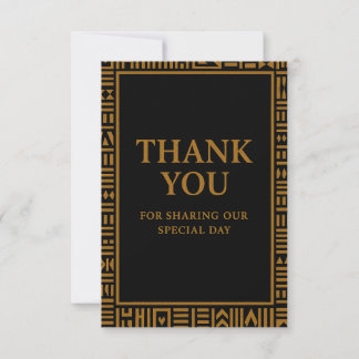 African-Inspired Gold Kente Wedding Thank You Card