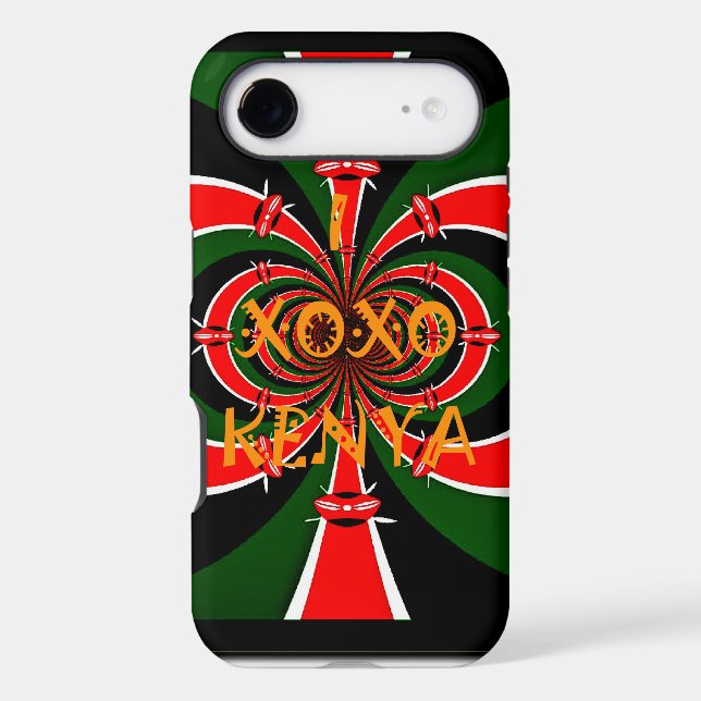 African-Inspired Kenya Flag Abstract Art Case-Mate iPhone Case (Back)