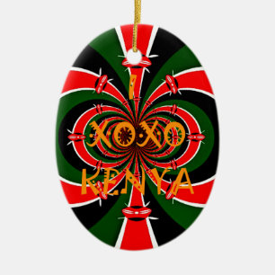 African-Inspired Kenya Flag Abstract Art Ceramic Ornament