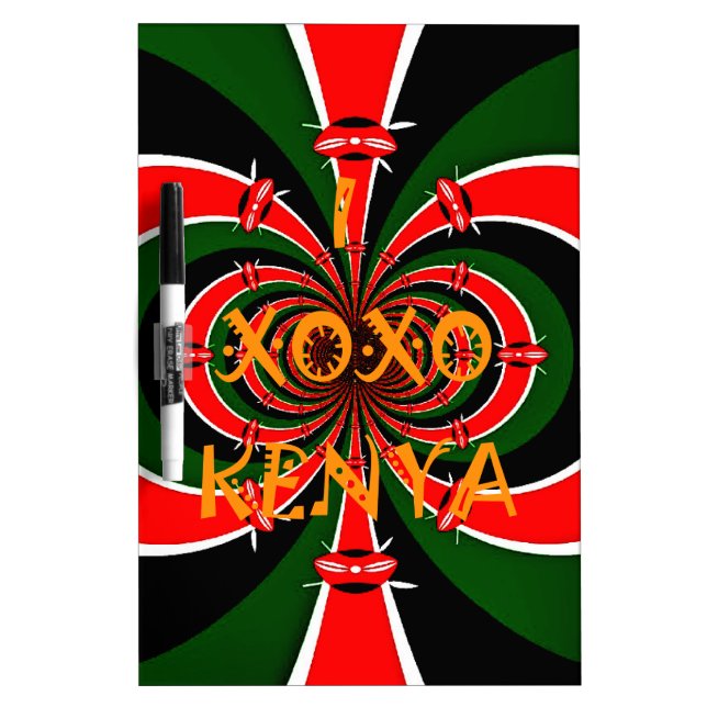 African-Inspired Kenya Flag Abstract Art Dry-Erase Board (Front)