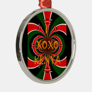 African-Inspired Kenya Flag Abstract Art Metal Ornament