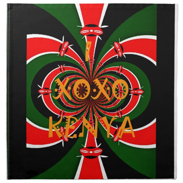 African-Inspired Kenya Flag Abstract Art Napkin (Front)