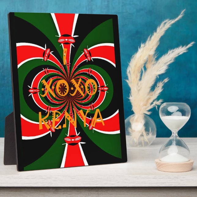 African-Inspired Kenya Flag Abstract Art Plaque (Side)