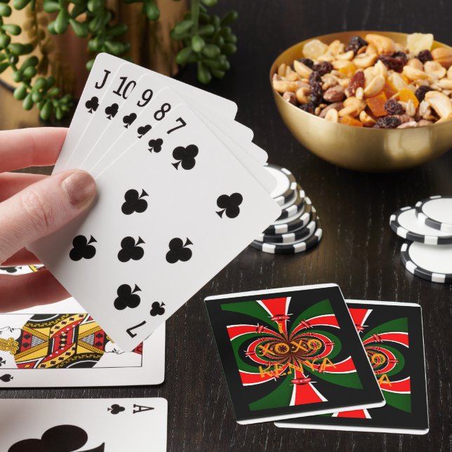 African-Inspired Kenya Flag Abstract Art Poker Cards (In Situ)