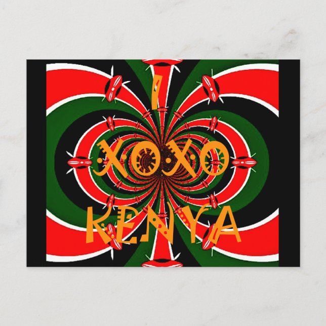 African-Inspired Kenya Flag Abstract Art Postcard (Front)