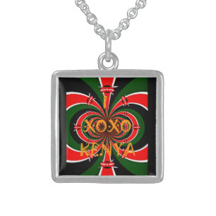 African-Inspired Kenya Flag Abstract Art Sterling Silver Necklace