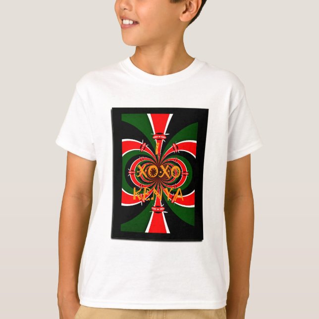 African-Inspired Kenya Flag Abstract Art T-Shirt (Front)