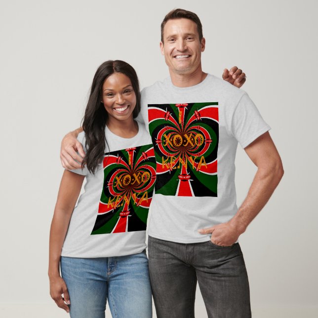 African-Inspired Kenya Flag Abstract Art T-Shirt (Unisex)