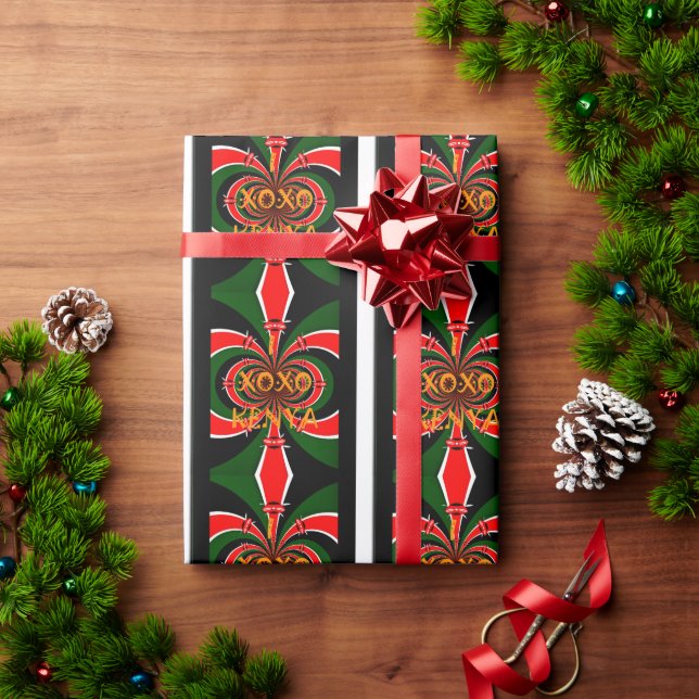 African-Inspired Kenya Flag Abstract Art Wrapping Paper (Holiday Gift)