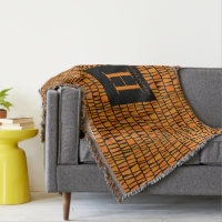 African Inspired Orange Domino Pattern Monogram Throw
