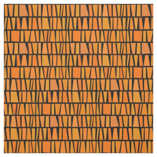 African Inspired Orange Domino Tribal Pattern Fabric | Zazzle