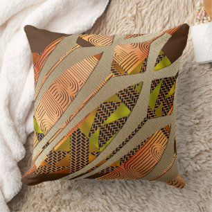 African‑Inspired Pattern Warm Earth‑Tone Heritage Throw Pillow