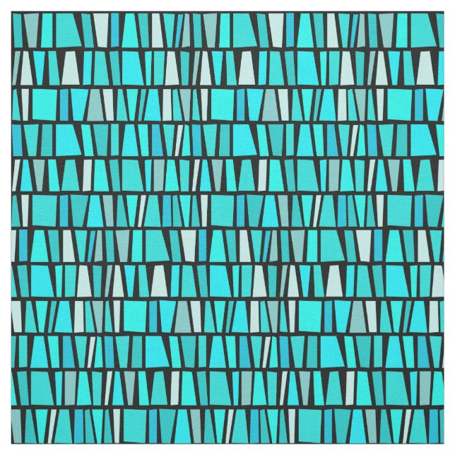 African Inspired Turquoise Domino Tribal Pattern Fabric (Swatch)