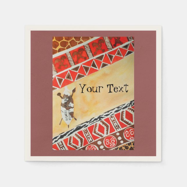 African-inspired watercolor napkins (Front)