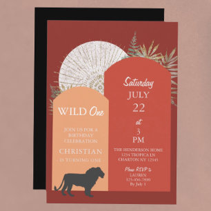 African Jungle Safari Lion Wild One Invitation