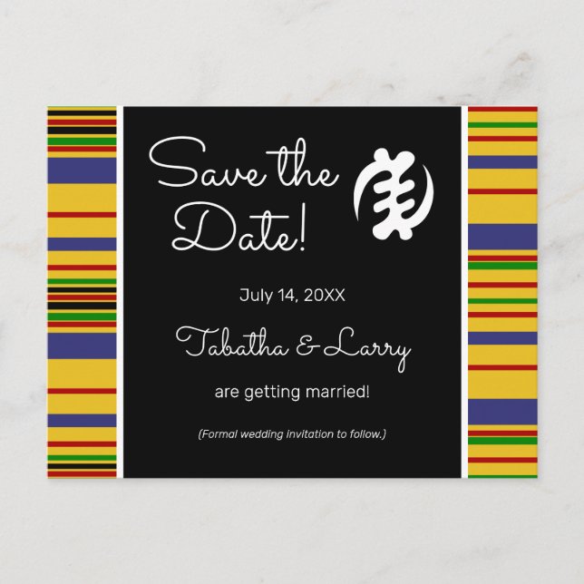 African Kente AK01 Stripes Save the Date Postcard (Front)